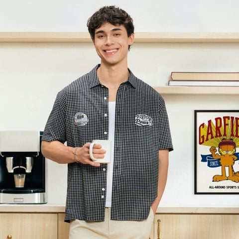 Áo Sơ Mi Nam Tay Ngắn ICONDENIM Garfield Preppy Paws Check Form Relaxed
