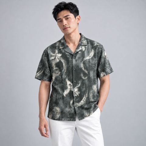 Áo Sơ Mi Nam Tay Ngắn ICONDENIM Dark Smoke Form Relaxed