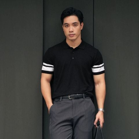 Áo Polo Nam Len ICONDENIM Black Ace