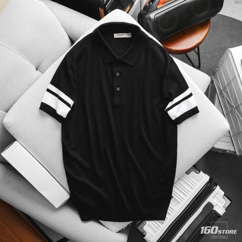 Áo Polo Nam Len ICONDENIM Black Ace