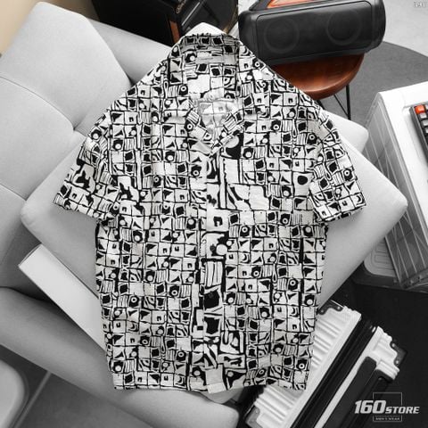 Áo Sơ Mi Nam Cuban ICONDENIM Monochrome Mosaic