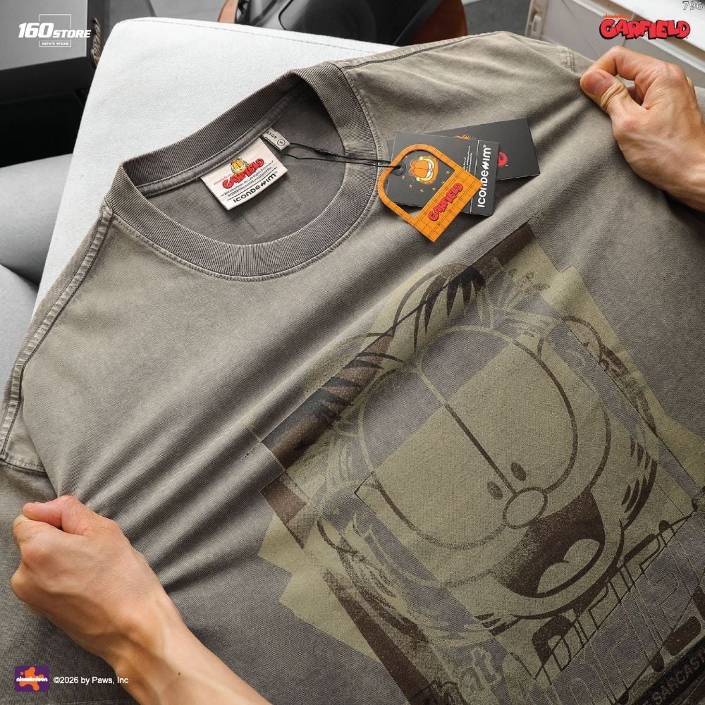 Áo Thun Nam ICONDENIM Garfield Faded Vintage Form Boxy