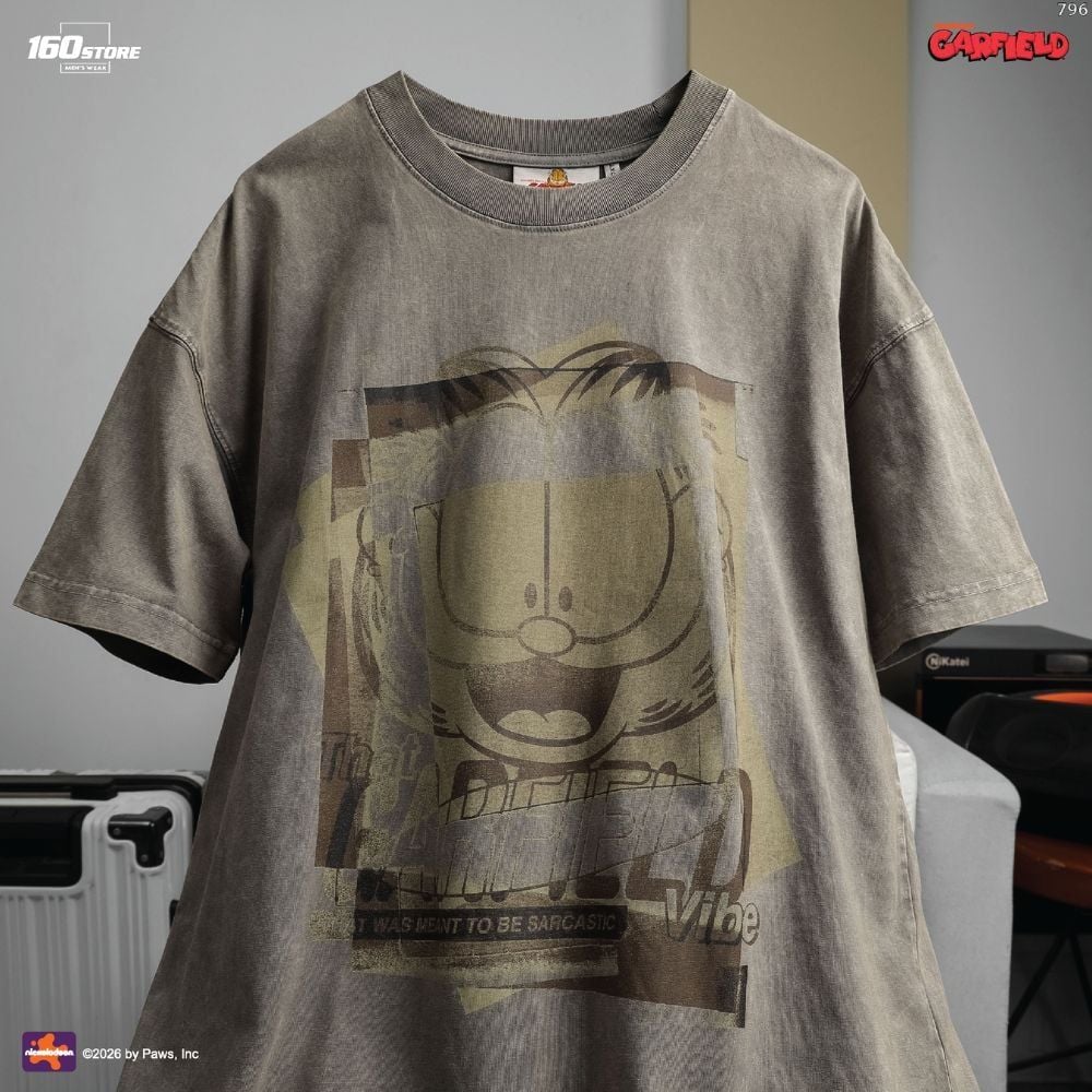 Áo Thun Nam ICONDENIM Garfield Faded Vintage Form Boxy