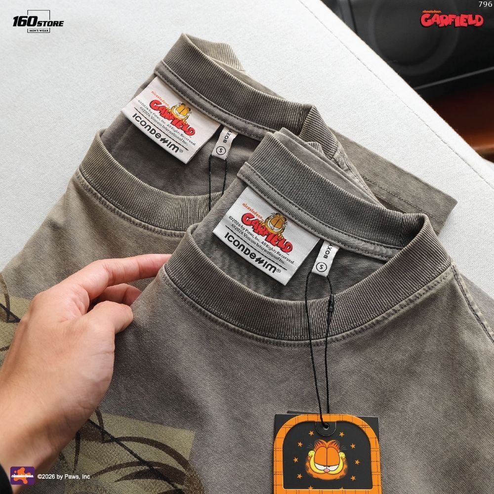 Áo Thun Nam ICONDENIM Garfield Faded Vintage Form Boxy