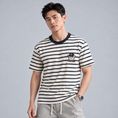 Áo Thun Nam ICONDENIM Classic Bear Stripe Form Regular