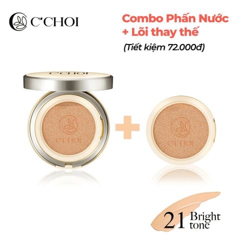 C'Choi - Combo Phấn Nước + Lõi Herbal DD Cushion 15g x 2 - No.21 - Bright Tone