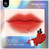 Son Kem Nhung Đỏ Cam - V01 Zero To Hero - C'Choi Velvet & Matte Lip Cream