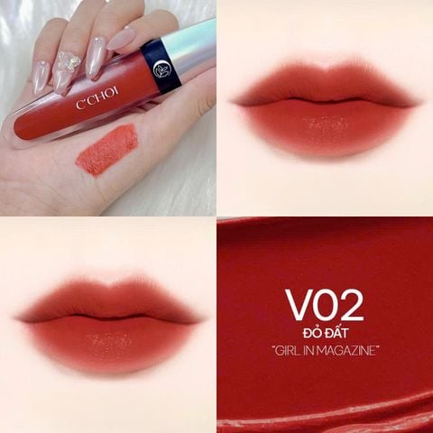 Son Kem Nhung Đỏ Đất - V02 Girl in Magazine - C'Choi Velvet & Matte Lip Cream