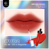 Son Kem Nhung Đỏ Đất - V02 Girl in Magazine - C'Choi Velvet & Matte Lip Cream