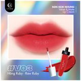 Son Kem Nhung Hồng Ruby - V03 Raw Ruby - C'Choi Velvet & Matte Lip Cream