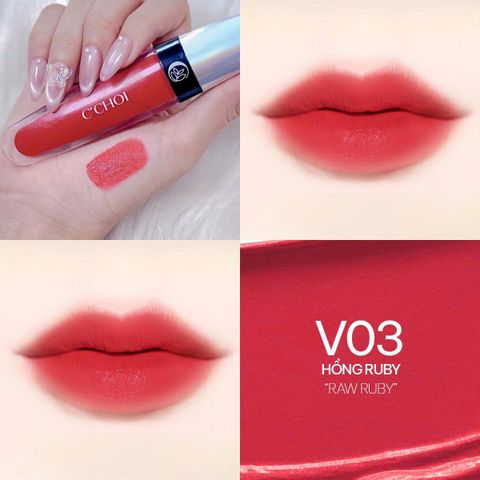 Son Kem Nhung Hồng Ruby - V03 Raw Ruby - C'Choi Velvet & Matte Lip Cream