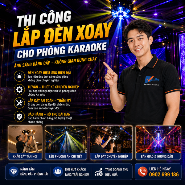 THI CÔNG LẮP ĐÈN XOAY CHO PHÒNG KARAOKE