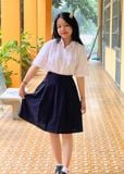  Áo sơ mi đồng phục học sinh nữ tay rộng với chất liệu cotton Nhật cao cấp - GDP035 