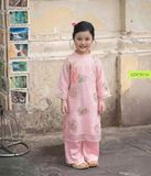  Áo dài bé gái tơ hồng thêu con cá ADCH116 