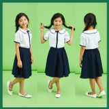  Áo sơ mi đồng phục học sinh nữ tay nơ - DPG001 