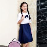  Đầm học sinh nữ cổ sen đính nơ ngực chất liệu cotton Nhật cao cấp mềm mịn, thoáng mát, bền và ít nhăn - GDP003 