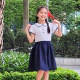 Đầm học sinh nữ cổ sen tay phồng - GDP005 