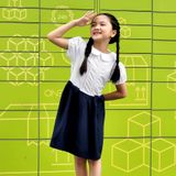  Đầm học sinh nữ cổ sen xếp li ngực - GDP006 