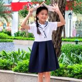  Đầm học sinh cổ hải quân chất liệu cotton Nhật cao cấp - GDP021 