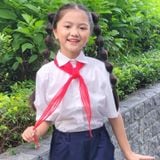  Áo sơ mi học sinh nữ xếp ly nhuyễn trên vai - GDP023 