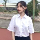  Áo sơ mi học sinh nữ xếp ly nhuyễn trên vai - GDP023 