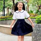  Áo sơ mi học sinh nữ cổ lá sen phối viền - GDP025 