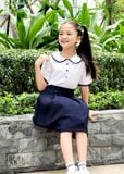  Áo sơ mi học sinh nữ cổ lá sen phối viền - GDP025 