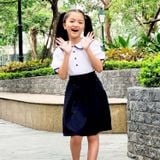 Áo sơ mi học sinh nữ cổ lá sen phối viền - GDP025 