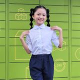  Áo sơ mi học sinh nữ cổ sen phối ren tay xòe - GDP026 
