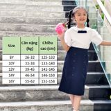  Chân váy học sinh chữ A rã ba mảnh đính nút - GDP029 