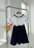  Đầm học sinh bé gái cổ sen nhún bèo cotton Nhật - GDP030 