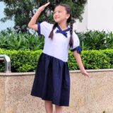  Đầm học sinh bé gái không cổ cột nơ - GDP031 