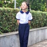  Áo sơ mi học sinh nữ phối xanh - GDP032 
