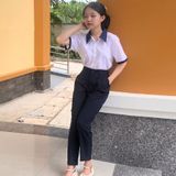  Quần tây học sinh nữ cao cấp kaki xanh đen mềm mịn, thoáng mát, bền và ít nhăn - GDP036 