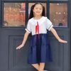  Đầm học sinh cổ tam giác xếp li chất liệu cotton Nhật - GDP038 