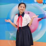  Áo sơ mi học sinh nữ cổ xanh cotton thoáng mát - GDP045 