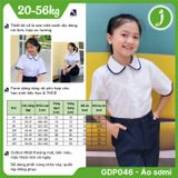  Áo sơmi học sinh nữ cổ lá sen viền xanh cotton thoáng mát - GDP046 