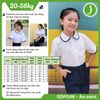  Áo sơmi học sinh nữ cổ lá sen viền xanh cotton thoáng mát - GDP046 