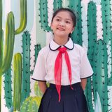  Áo sơmi học sinh nữ cổ lá sen viền xanh cotton thoáng mát - GDP046 
