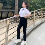  Quần tây học sinh nữ ống đứng vải xuân hương màu đen - GDP048 