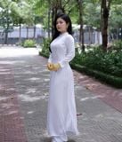  Bộ áo dài học sinh chuẩn truyền thống trắng gạo Jadiny GDP060 