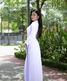  Bộ áo dài học sinh chuẩn truyền thống trắng tinh Jadiny GDP061 