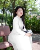  Bộ áo dài học sinh chuẩn truyền thống trắng tinh Jadiny GDP061 