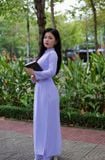  Bộ áo dài học sinh chuẩn truyền thống trắng xanh Jadiny GDP062 