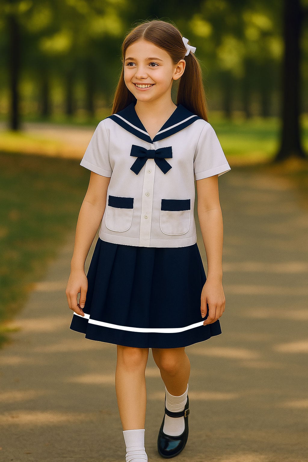 Áo sơ mi học sinh nữ cổ hải quân - GDP063