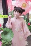  Áo dài bé gái tơ hồng thêu cực sành điệu ADCH102 -  OAD063 