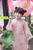  Áo dài bé gái tơ hồng thêu cực sành điệu ADCH102 -  OAD063 