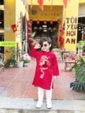  OAD071 Áo dài bé trai đỏ thêu ngực rồng ADCH122 