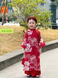  OAD072 Áo dài bé gái đỏ thêu hoa trắng ADCH100 