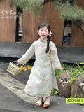  OAD074 Áo dài bé gái lưới thêu bướm trắng ADCH168-1 